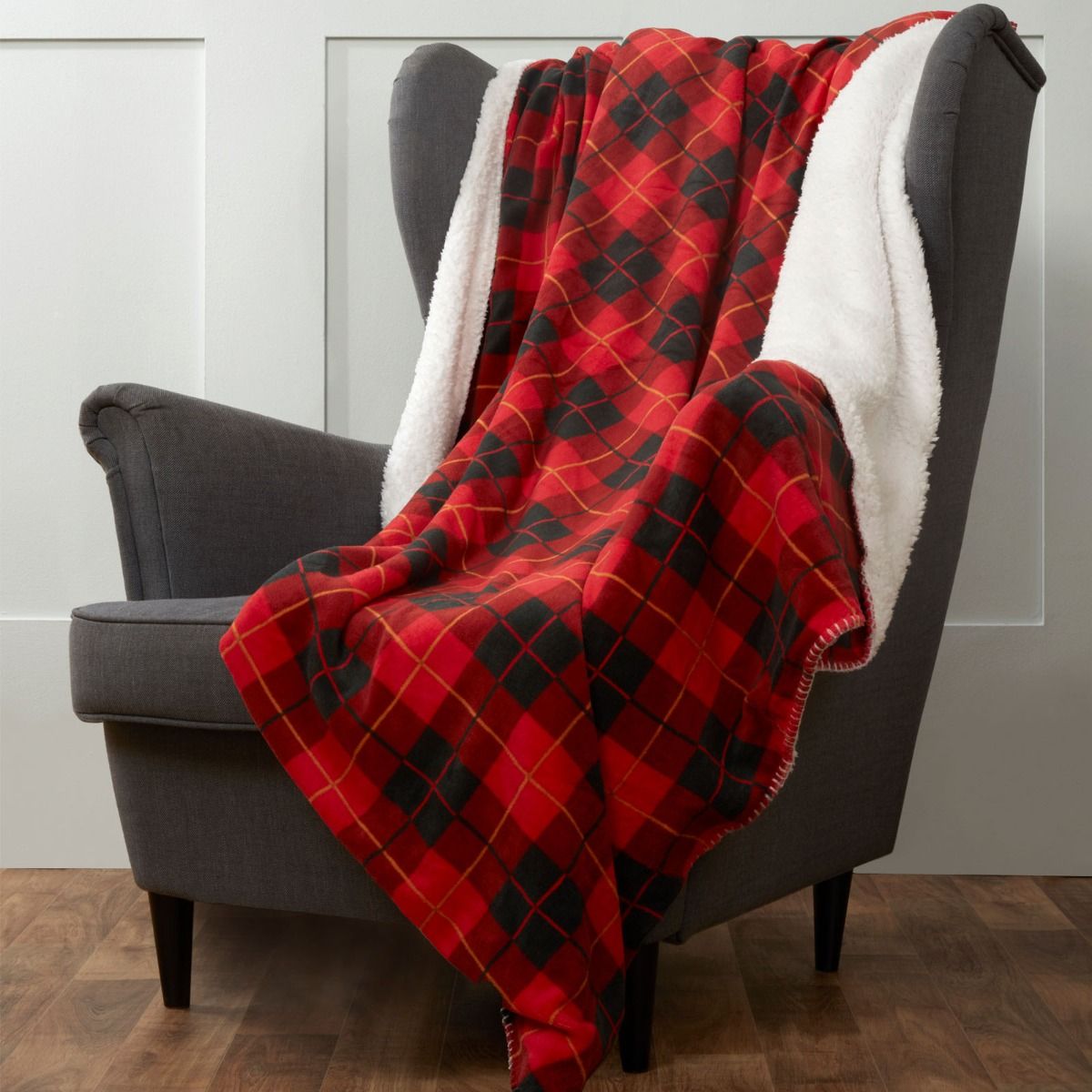 Tartan fleecová deka červená 150 x 180 cm 