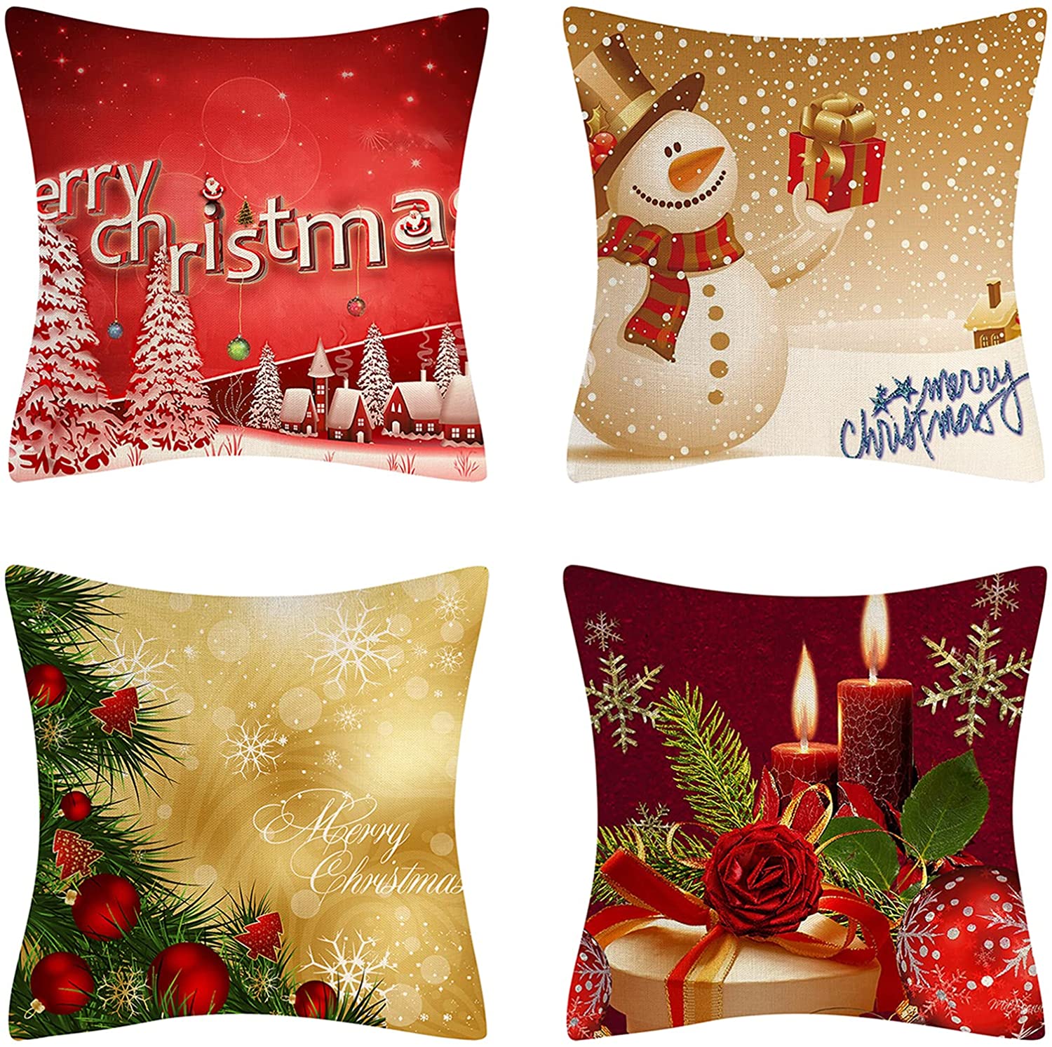 Sada 4 povlaků na vánoční dekorační polštáře