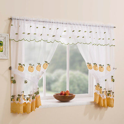 Kuchyňské závěsy Gingham žluté výška 137 cm
