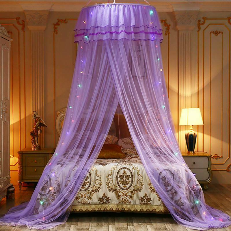 Baldachýn nad postel s rozparkem fialový 