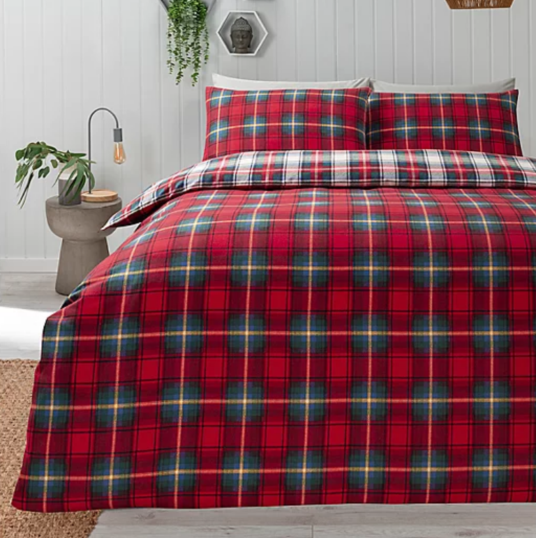 Flanelové povlečení Tartan červené single