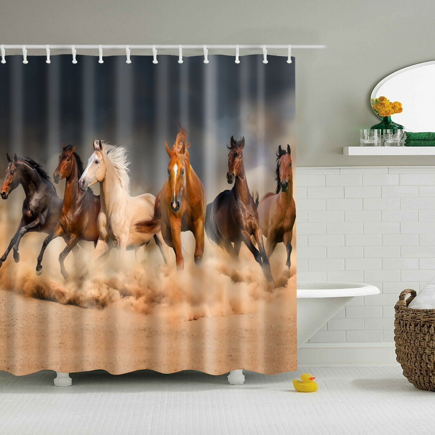 Stádo koní sprchový závěs 180 x 180 cm