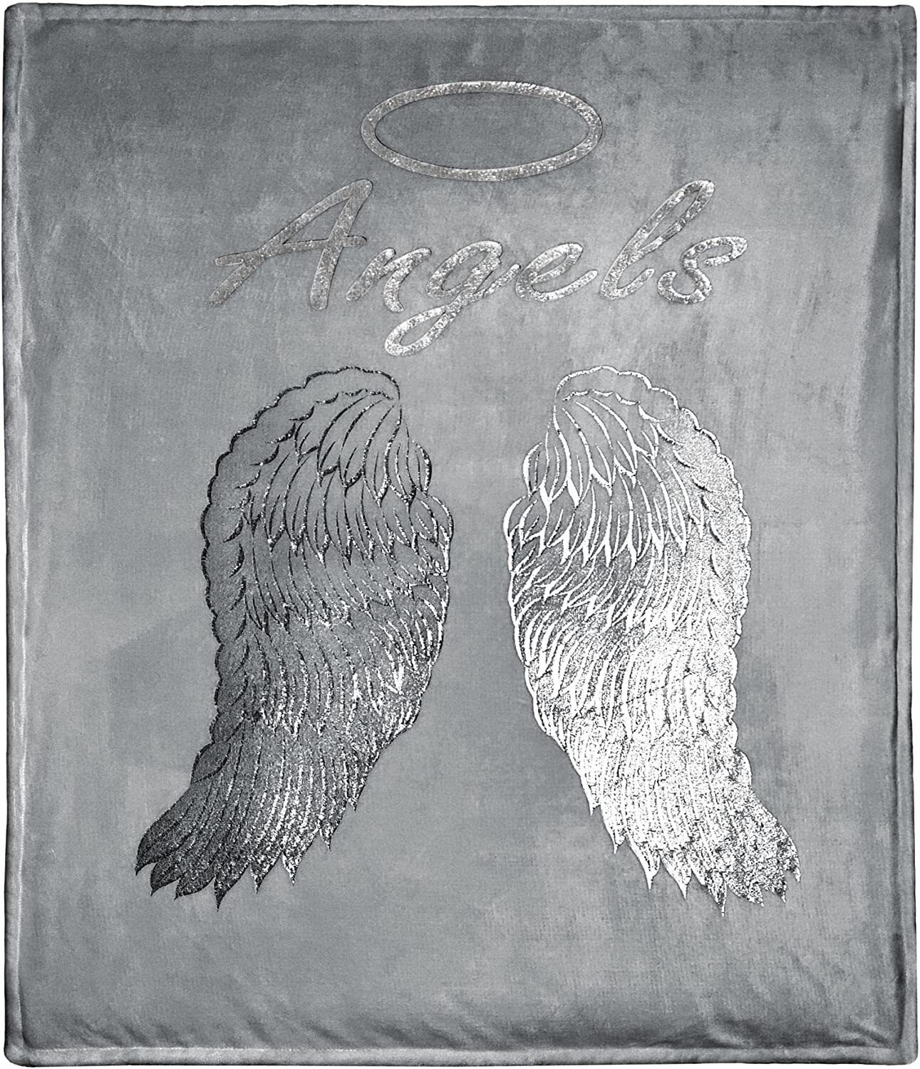 Andělská křídla fleecová deka šedá