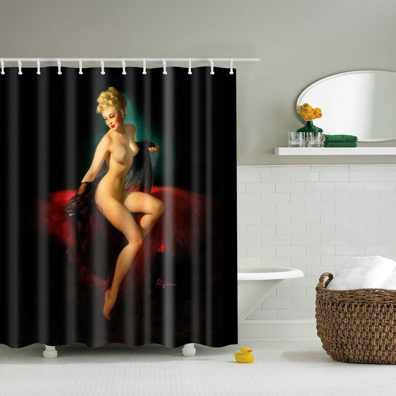 Sprchový závěs Pin-up Lady 180 × 180 cm